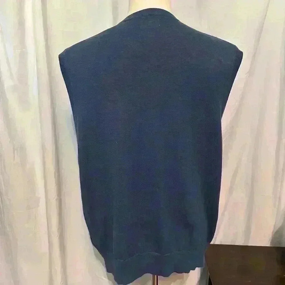 Haggar Men’s Size Large Blue Vest. Cotton Blend. V-neck. - Picture 3 of 6